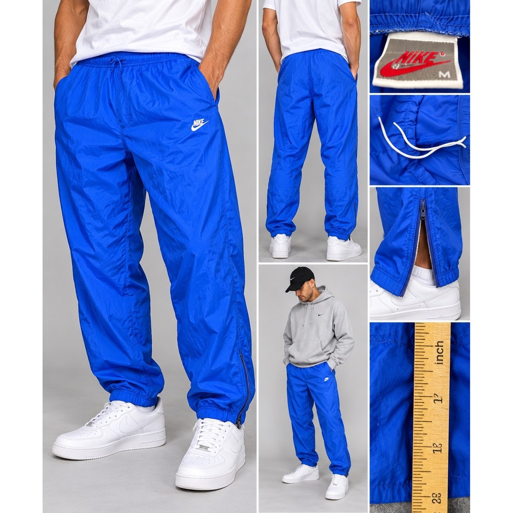 Nike Vintage 90s Track Pants Royal Blue Nylon Windbreaker Streetwear Mens Medium